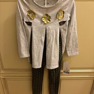 Kids Headquarters Gray and Gold Outfit Set